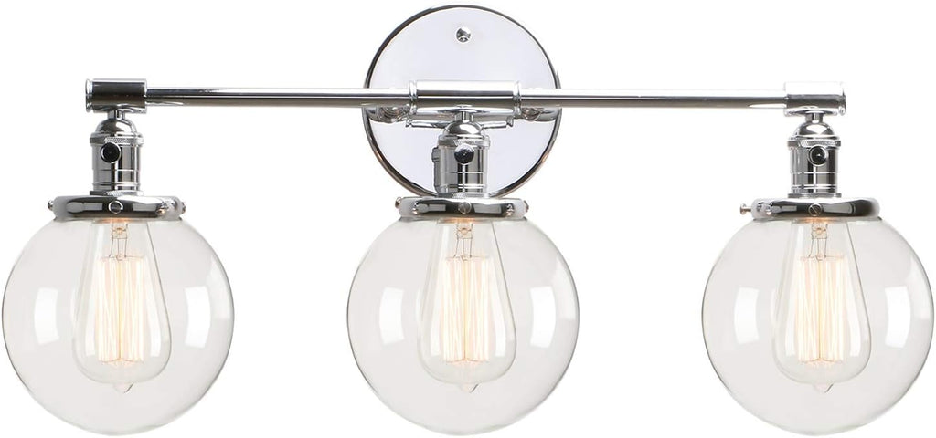 Black 3 Light Wall Sconce Light Fixture with Round Glass Canopy R21430