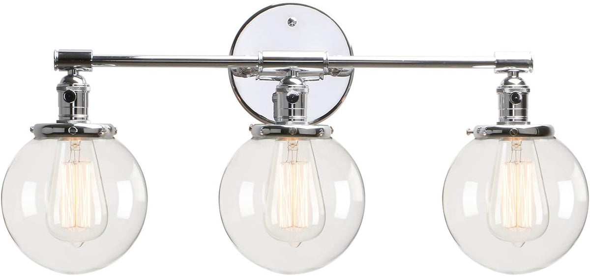 Black 3 Light Wall Sconce Light Fixture with Round Glass Canopy R21430