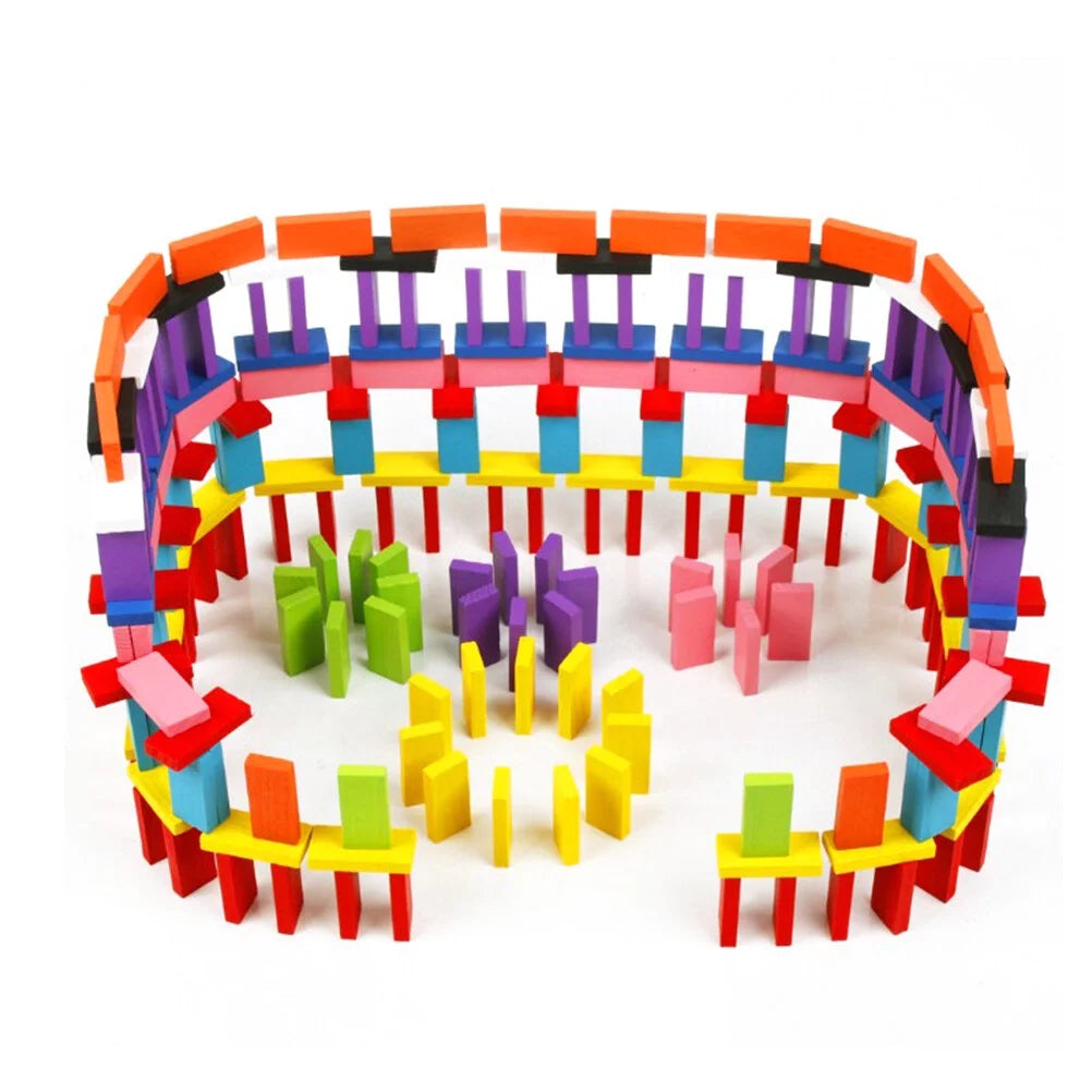120Pcs Wooden Domino Blocks Set with 12 Colors E922