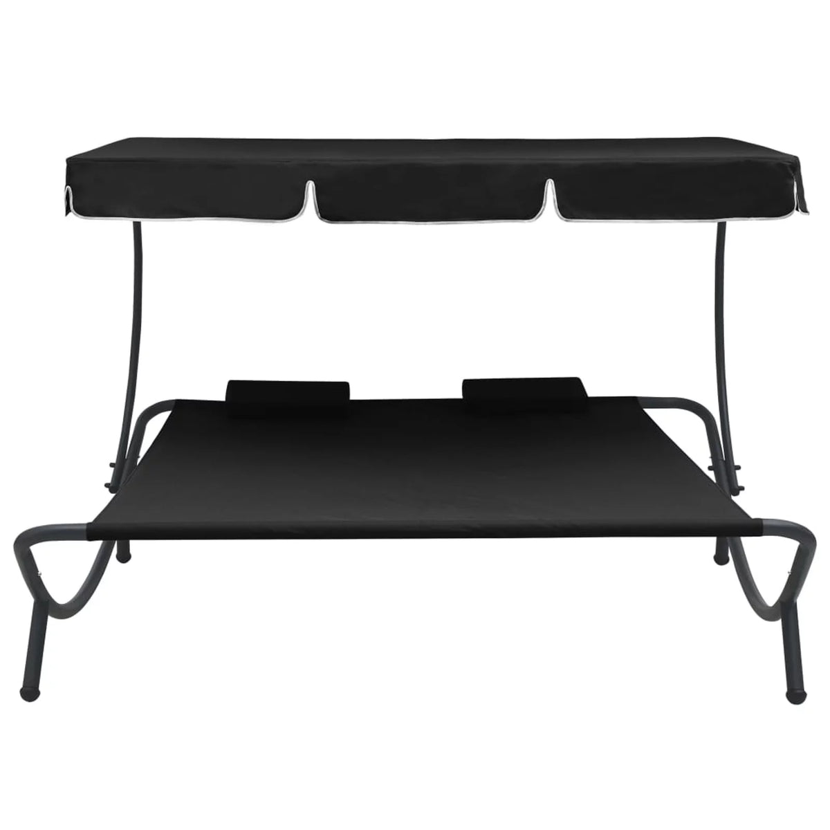 Patio Bed with Canopy and Pillows Black P475381