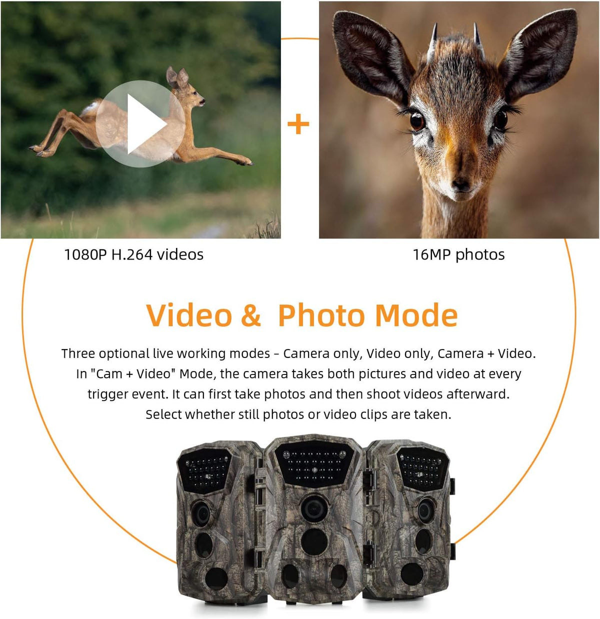 2 Pack 18MP 1080P Game Hunting Scouting Camera with 3 Infrared Sensors Motion Activated Night Vision 2.4" LCD F586349