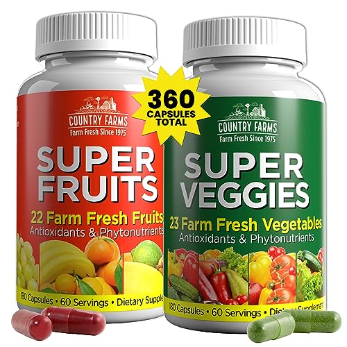 Fruits and Vegetables Supplement 180 Fruit and 180 Veggie Capsules J65076