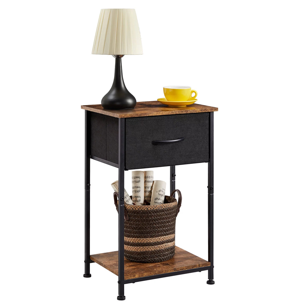 Small Nightstand with Drawer and Storage Shelf I6829