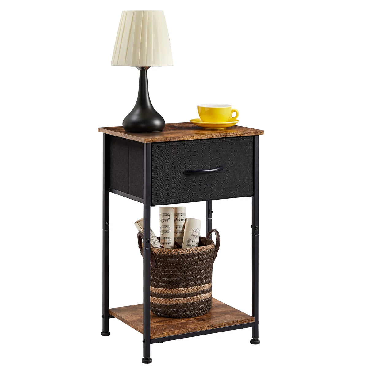 Small Nightstand with Drawer and Storage Shelf I6829
