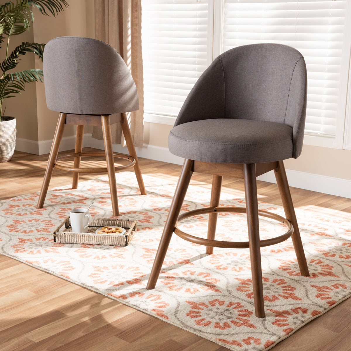 Gray 2-Piece Swivel Counter Stool Set B684