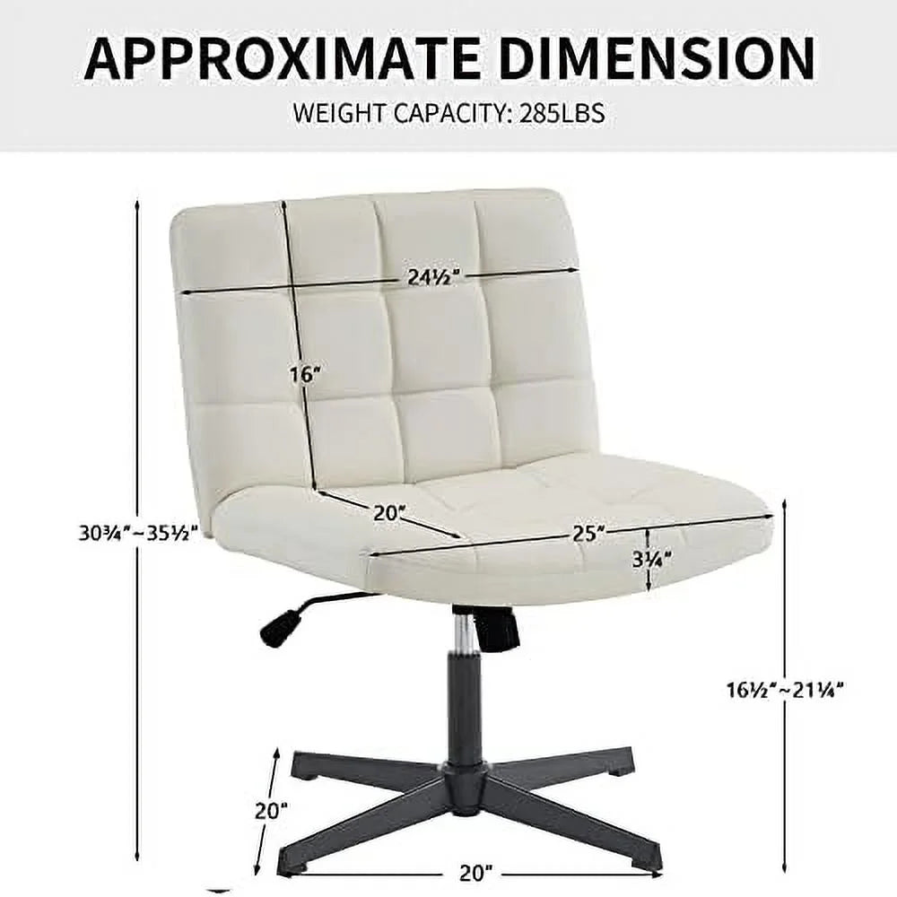 Beige Armless Wide Seat Height Adjustable Swivel Desk Chair C716262