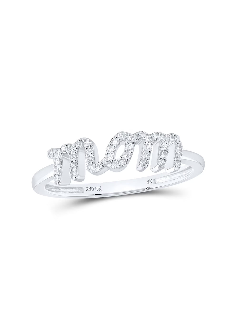 10kt White Gold Diamond Mom Ring 1/6 Cttw D5179