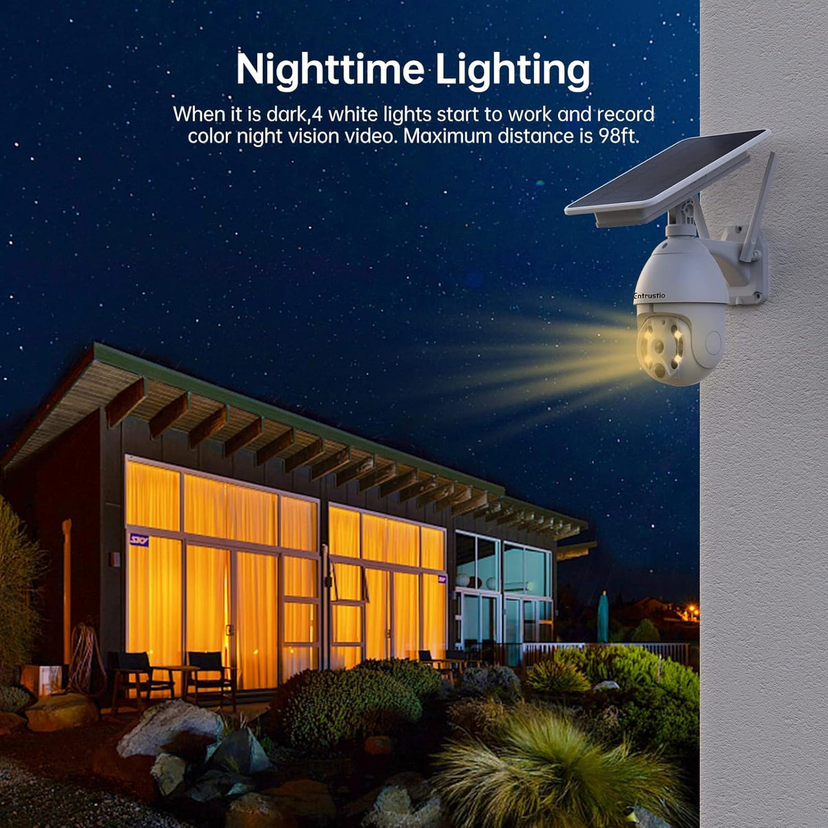 Solar Security Camera Wireless Outdoor 360° Pan Tilt WiFi Solar Powered Camera IP66 Waterproof X72180