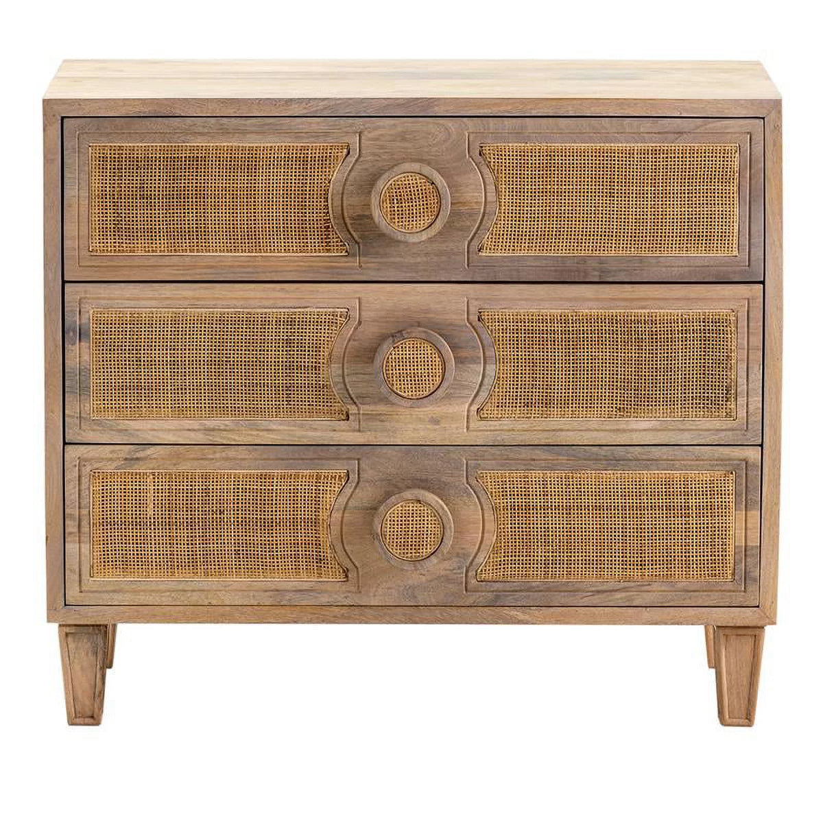 Brown Wood 3 Drawer Chest J48232