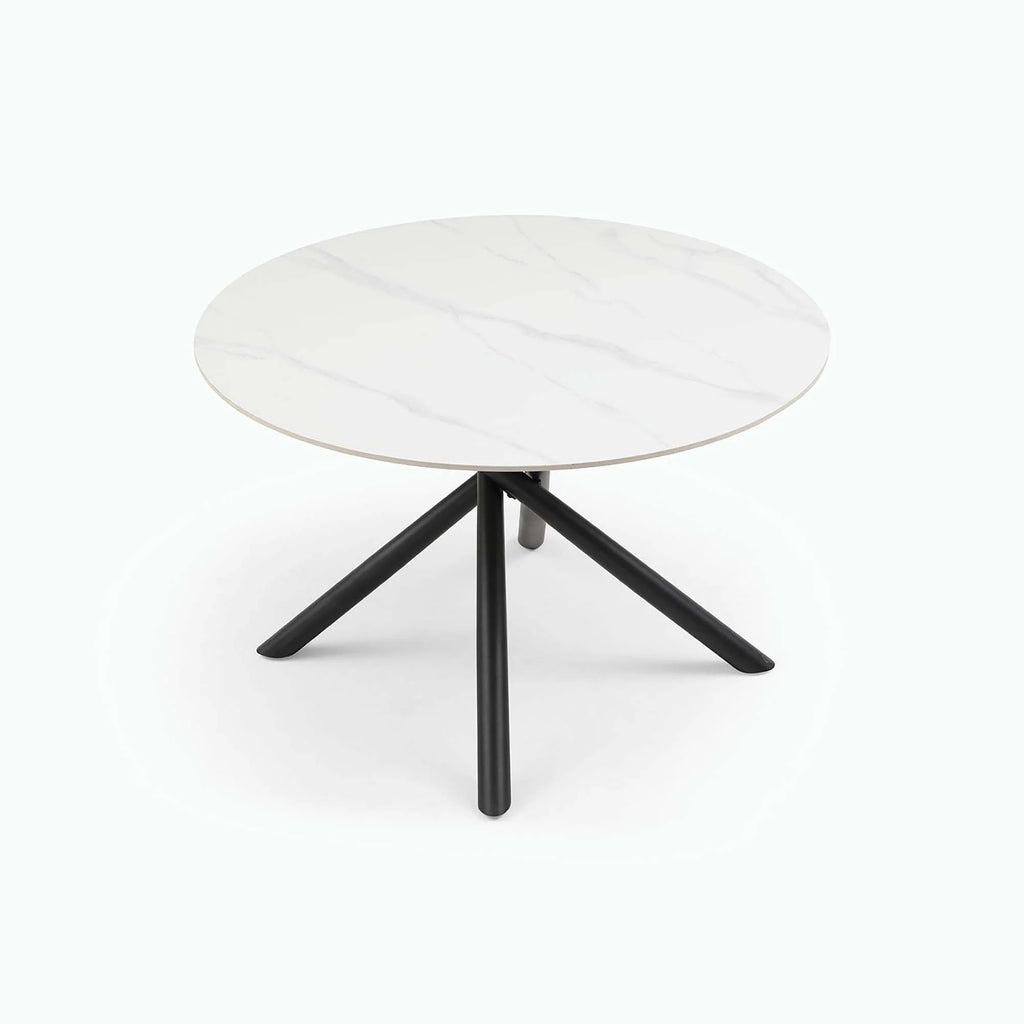 Round Dining Table with Metal Cross Legs White Black G412