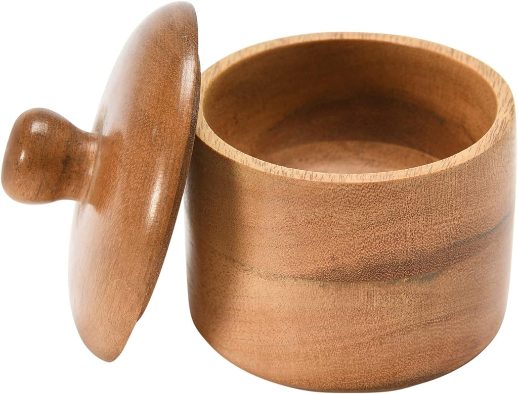 Acacia Wood Spice Container with Lid Jar, Natural Pack of 2 F87042