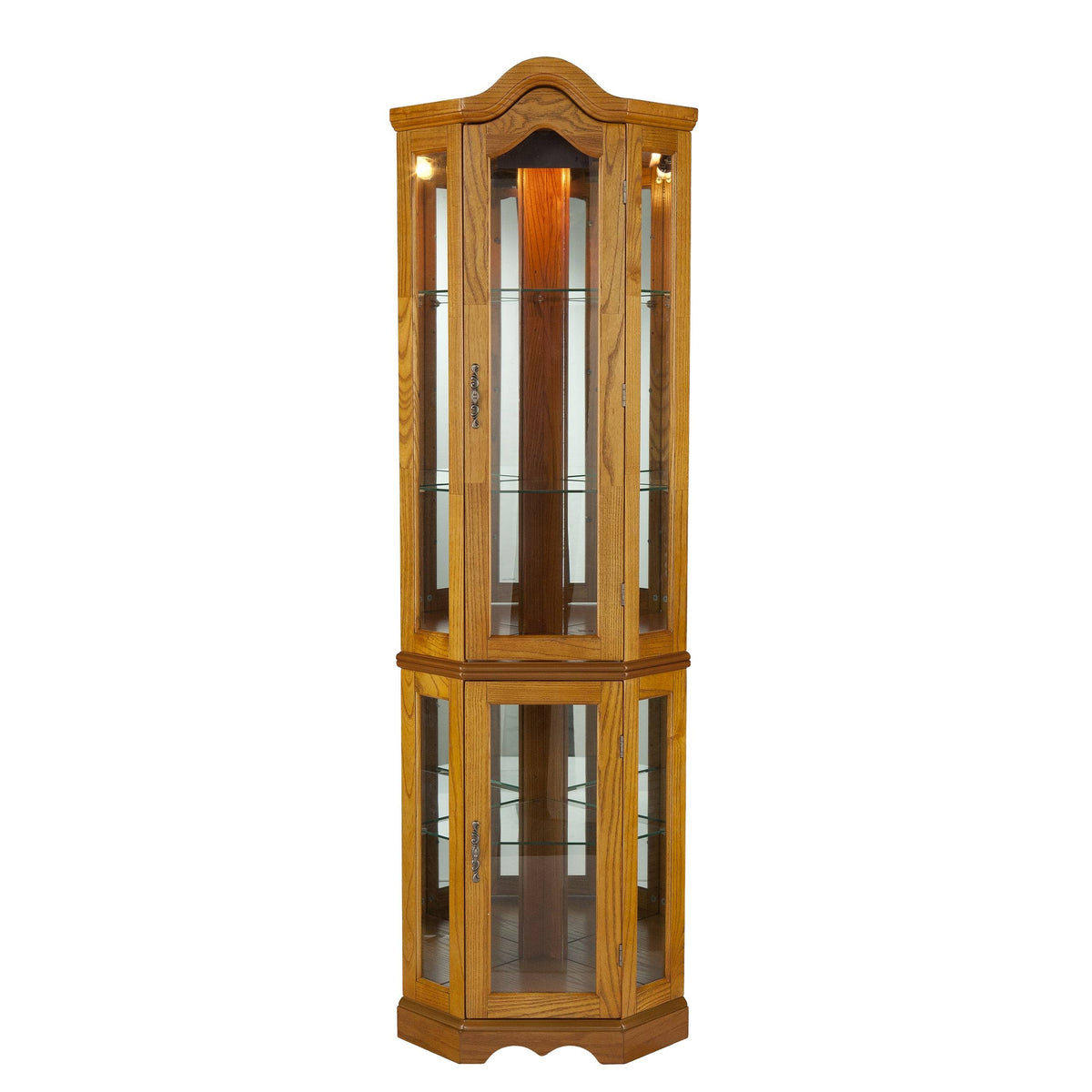 Oak Lighted Display Curio Cabinet M384809