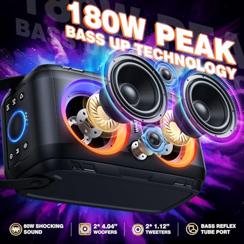 Portable Bluetooth Speaker Wireless Boom Box 180W Outdoor Speaker Y4670