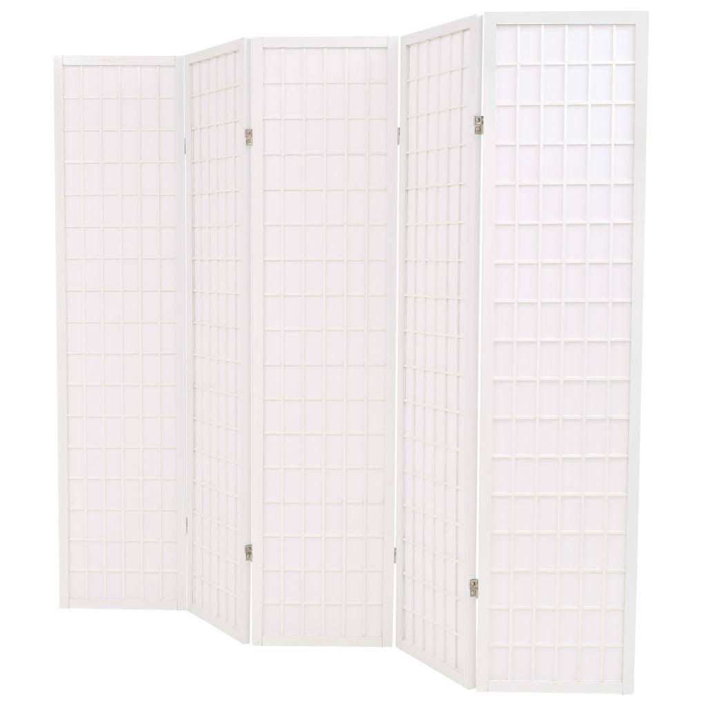 White Folding 5-Panel Room Divider K5991