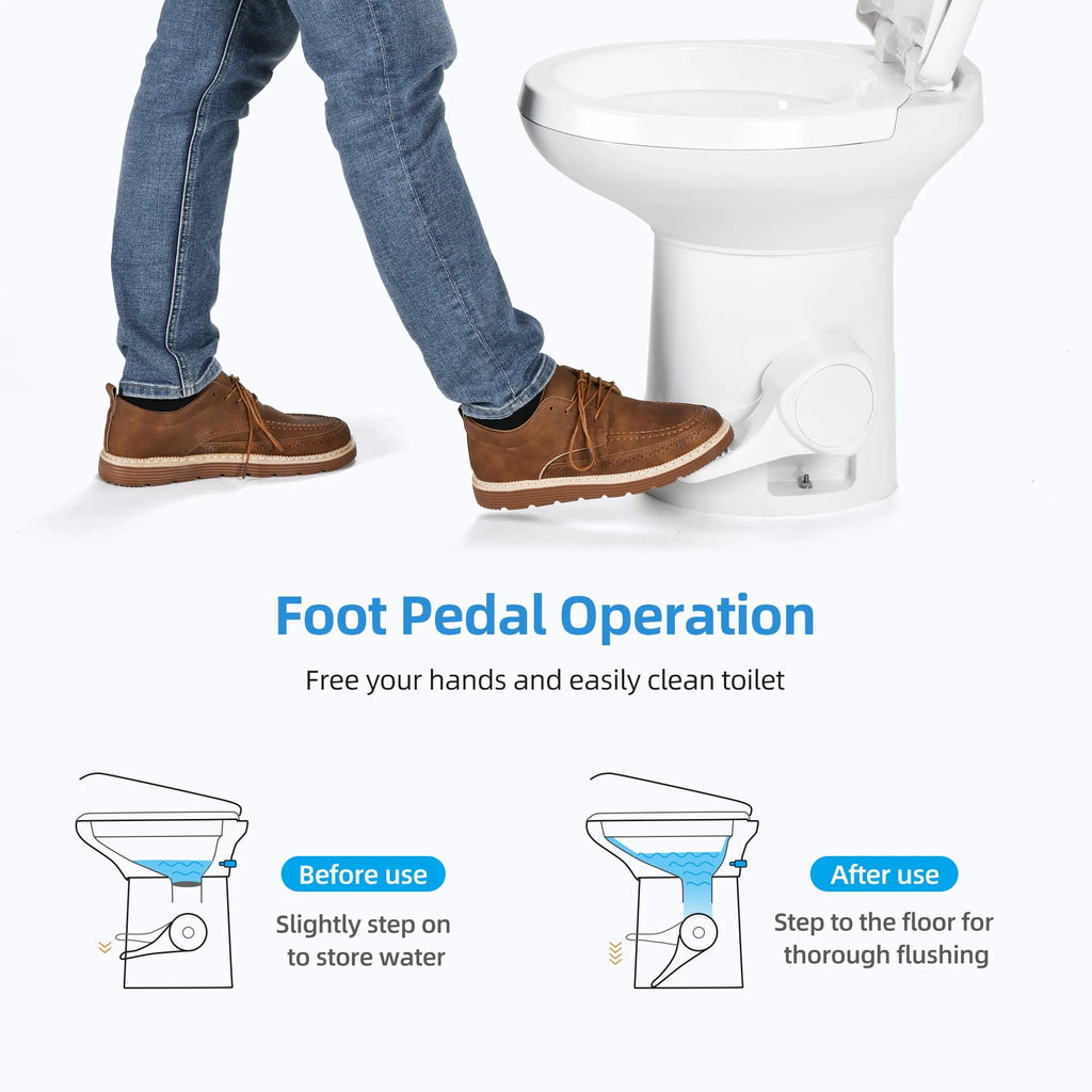 6.6 Gallon Gravity Flush RV Toilet with Hand Sprayer H6025