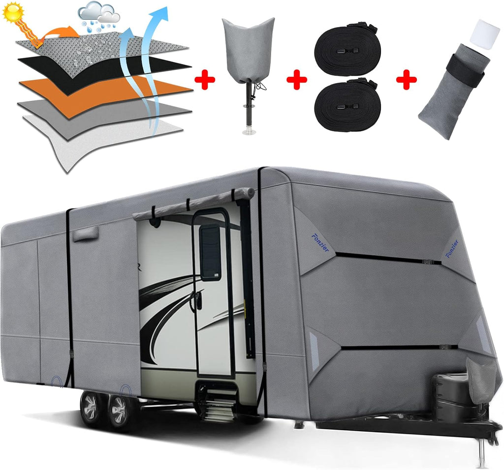 Heavy Duty 5 Layers RV Cover for 26'1 - 28' Motorhome with Gutter Spout Covers F1775