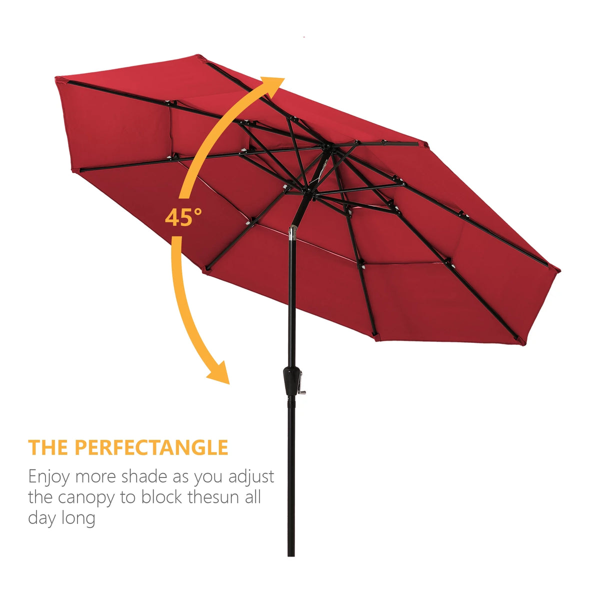 10 Ft 3 Tier Double Vented Patio Umbrella with Crank S2284
