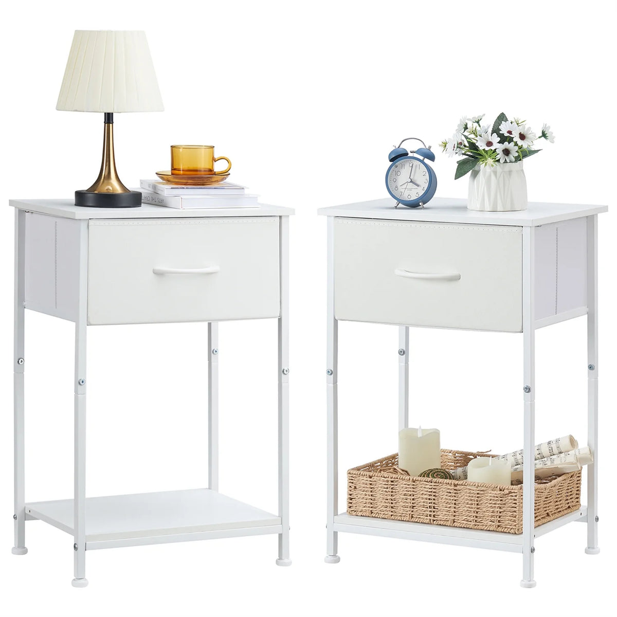 Small Nightstand with Drawer and Storage Shelf I6829