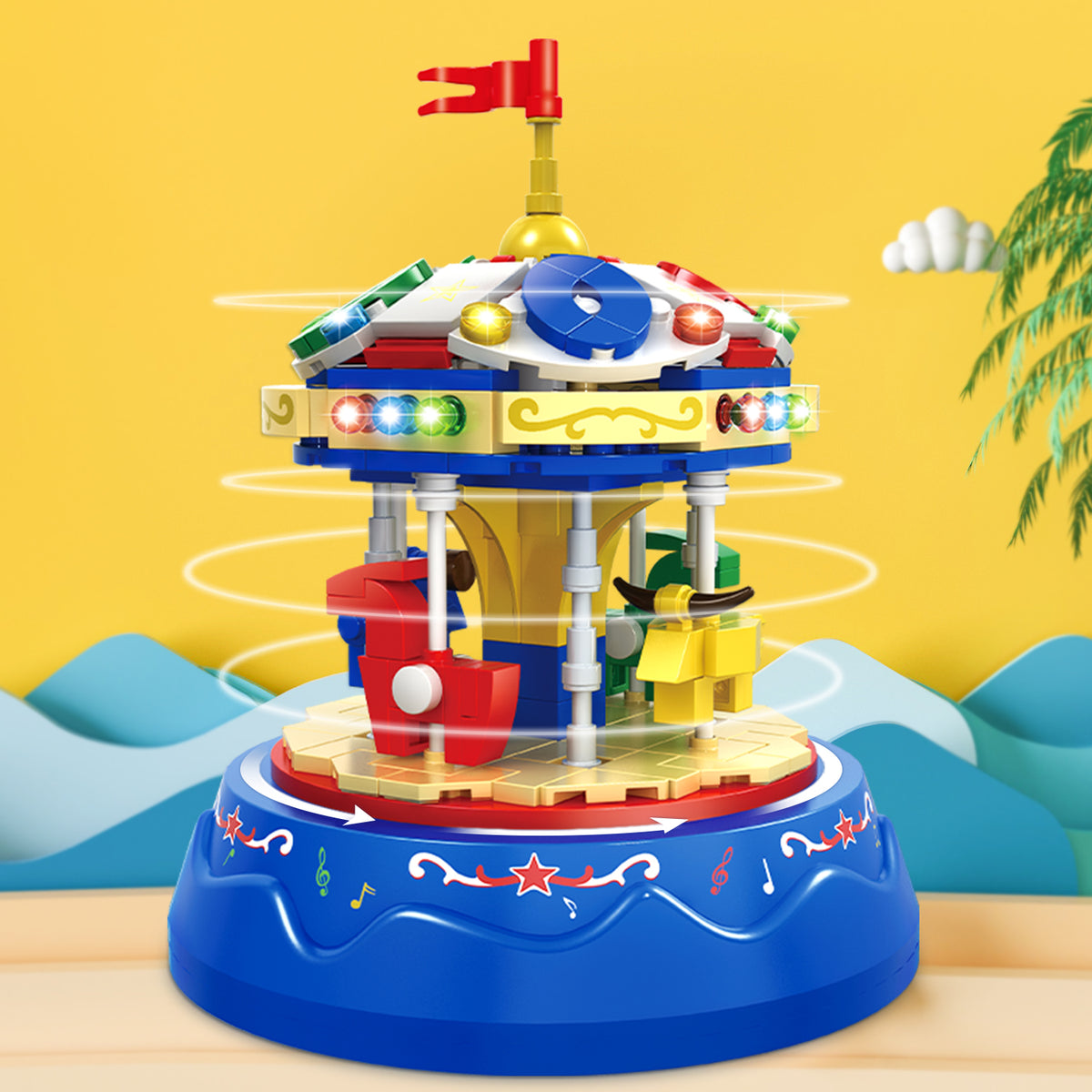 Yellow&Blue 222pcs Music Box Building Blocks U538