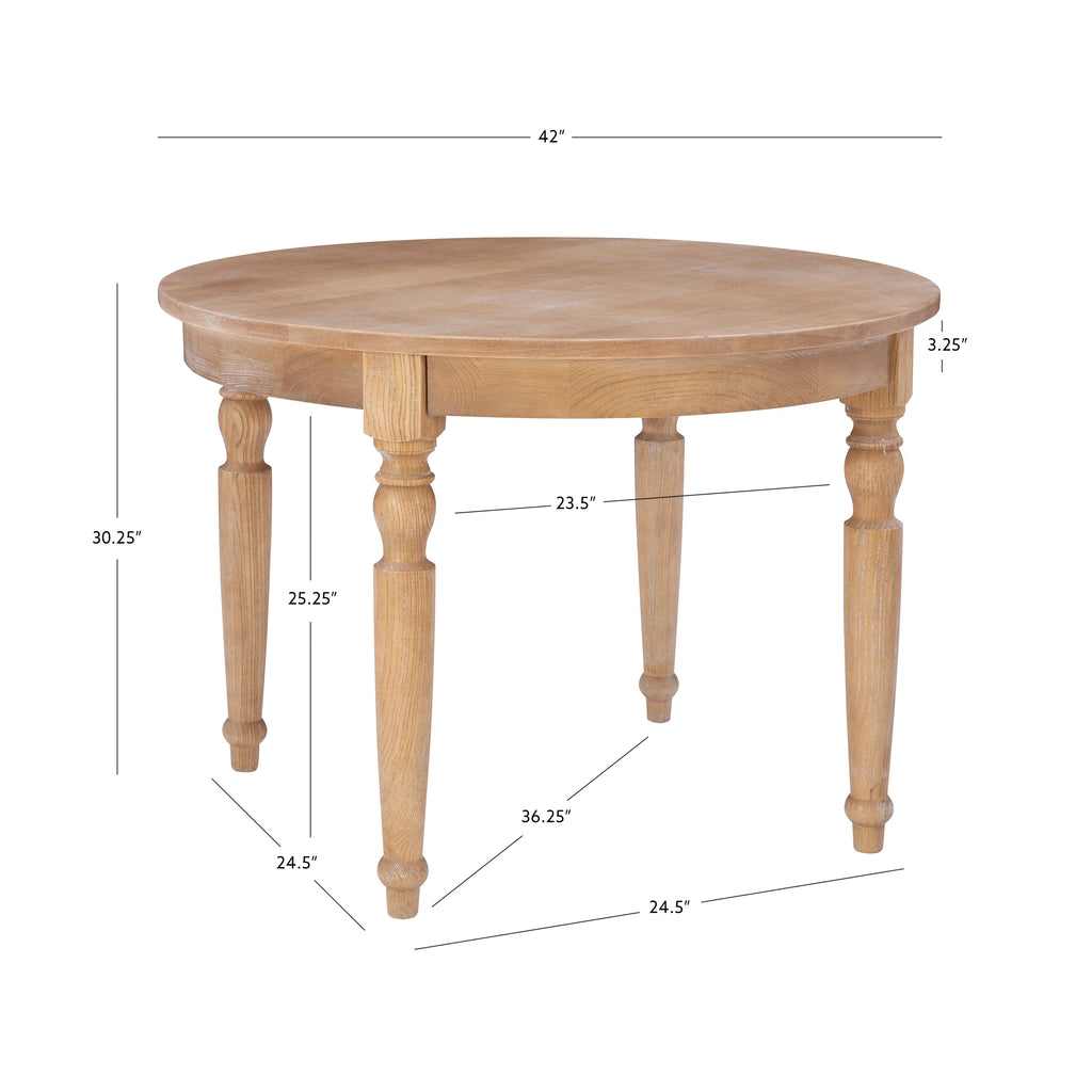 42" Round Rustic Dining Table with Turned Legs W2383