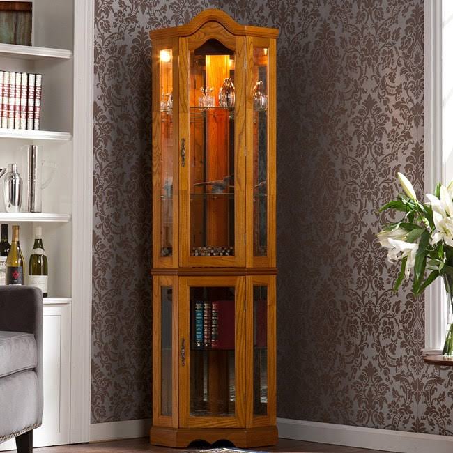 Oak Lighted Display Curio Cabinet M384809
