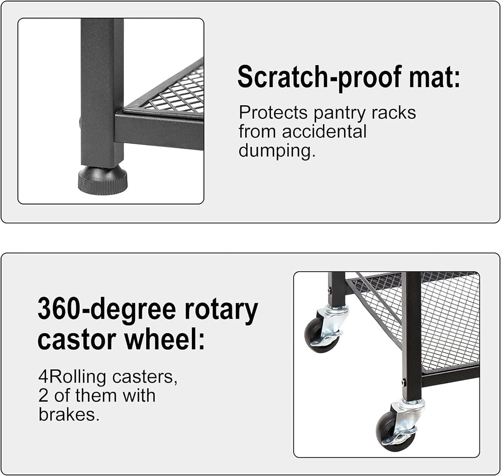 4-Tier Industrial Wood Serving Cart with Wheels N623
