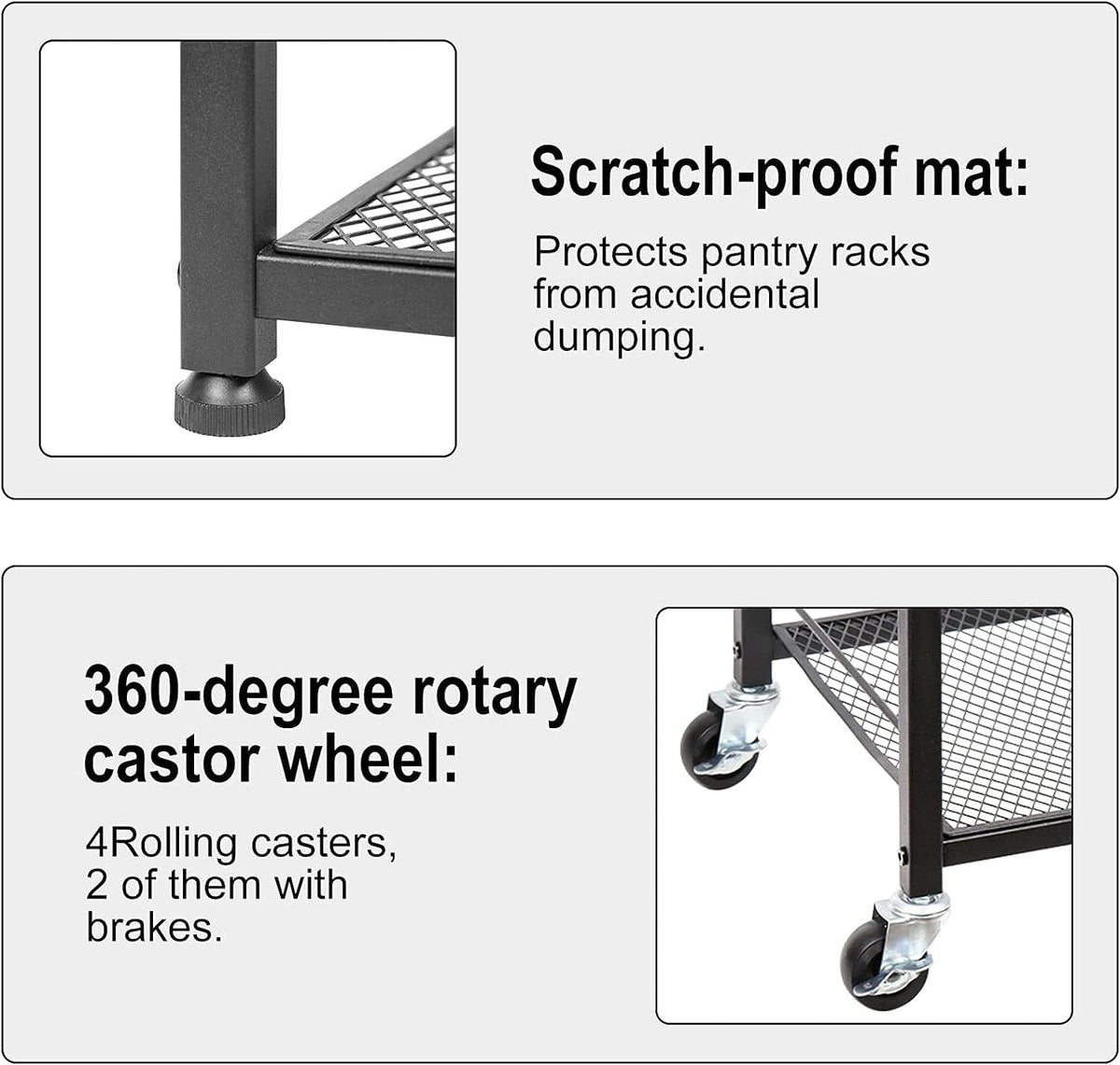 4-Tier Industrial Wood Serving Cart with Wheels N623