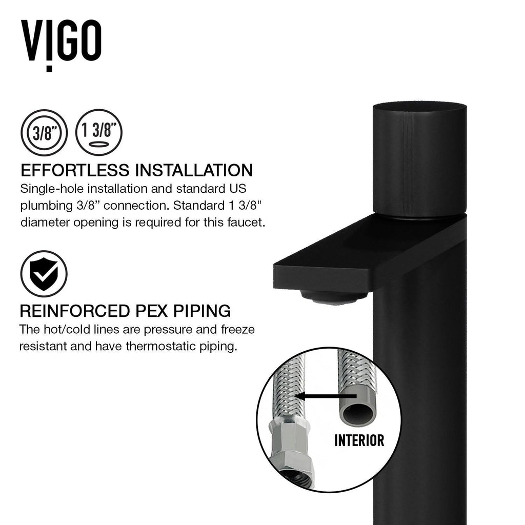 Matte Black Vessel Bathroom Sink and Faucet X518
