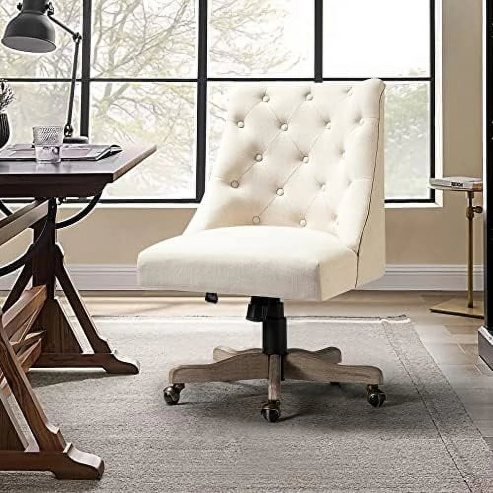 Beige Tufted Upholstered Armless Office Chair S540