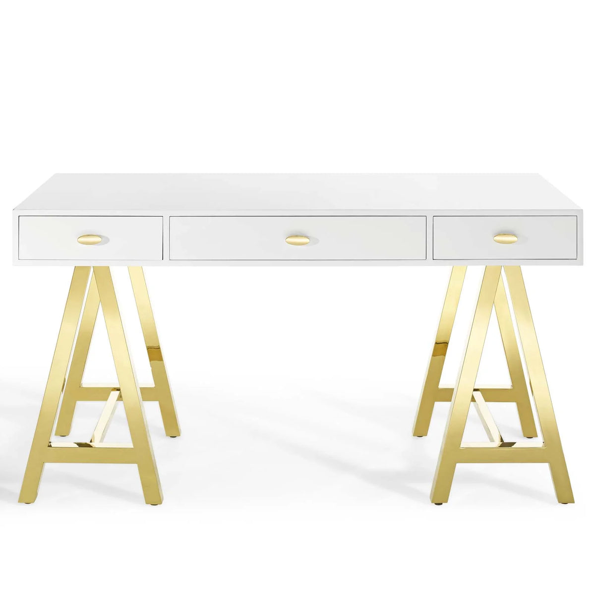 Wood Metal Gold White Computer Work Desk R903