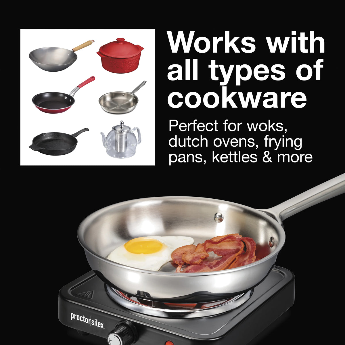 Single Burner Cooktop, Adjustable Temperature, Portable, Stainless Steel Plate Y213