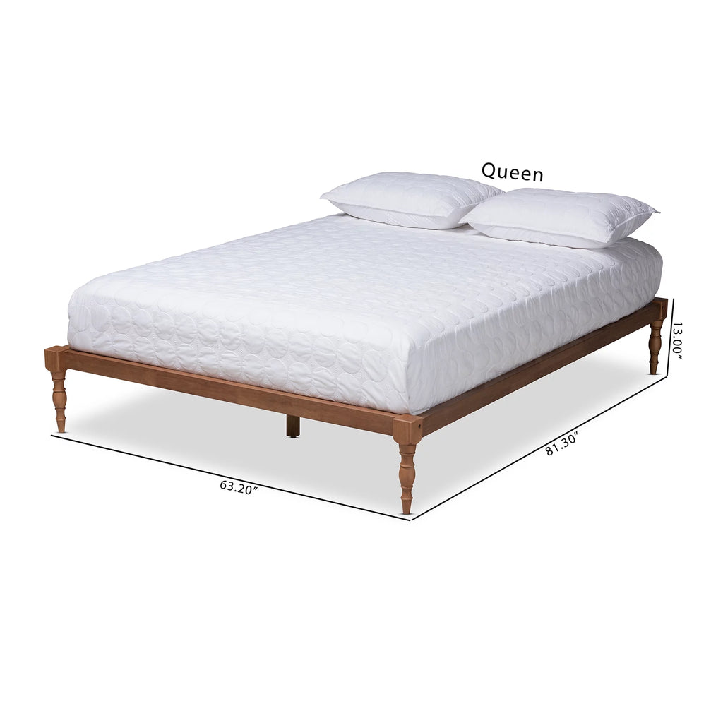 Walnut Brown Wood Queen Size Platform Bed Frame R94301