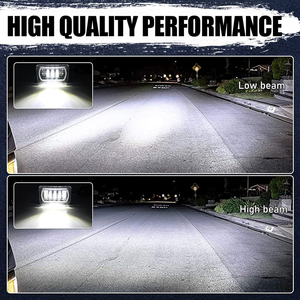 4x6 LED Headlights with White DRL Amber Turn Signal Halo Light G419434