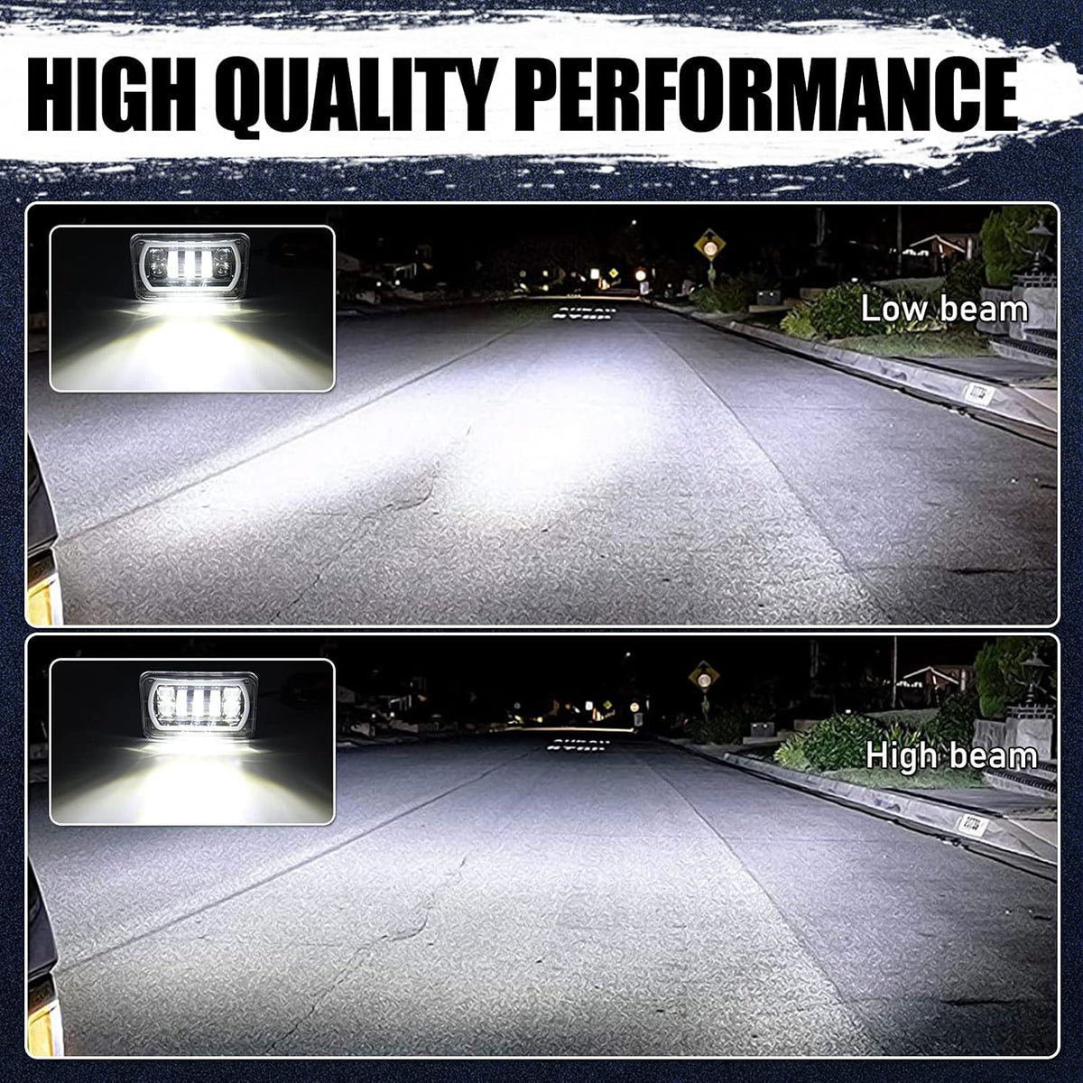 4x6 LED Headlights with White DRL Amber Turn Signal Halo Light G419434