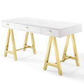 Wood Metal Gold White Computer Work Desk R903