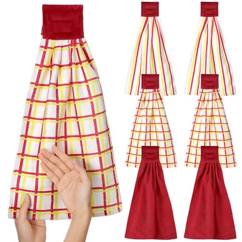 6 Pcs Check Striped Microfiber Towels U68506