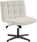 Beige Armless Wide Seat Height Adjustable Swivel Desk Chair C716262