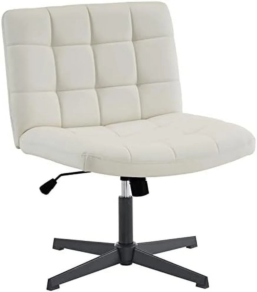 Beige Armless Wide Seat Height Adjustable Swivel Desk Chair C716262