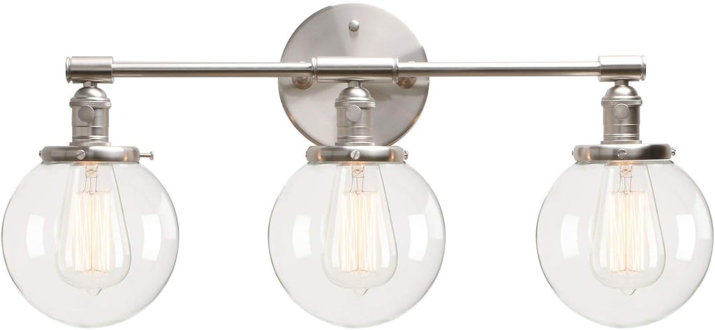Black 3 Light Wall Sconce Light Fixture with Round Glass Canopy R21430
