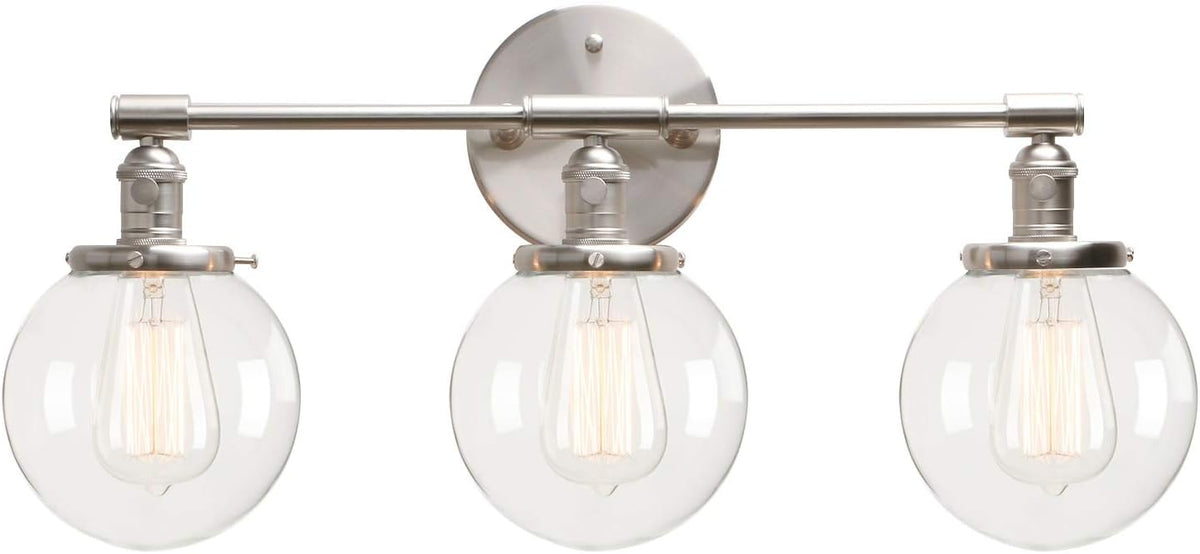 Black 3 Light Wall Sconce Light Fixture with Round Glass Canopy R21430