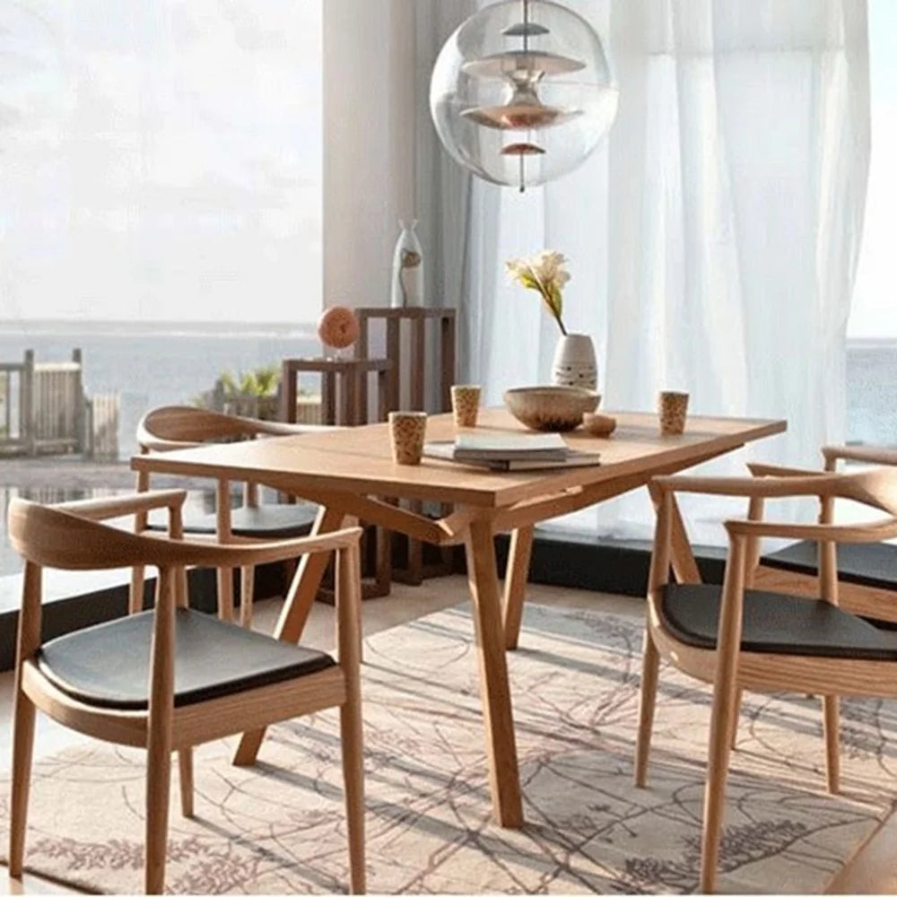 Solid Wood Farmhouse Dining Chair with PU Leather Cushion Seat C237