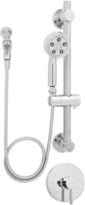 Polished Chrome Handheld Shower Head with Hose, Shower Valve, and Grab Bar Shower Combo D8933