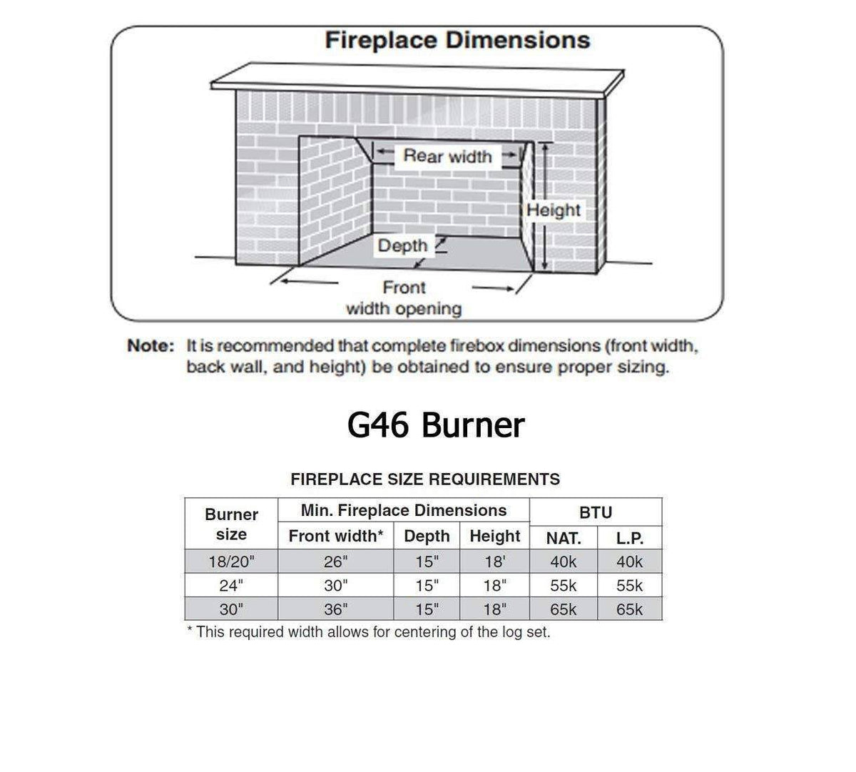 Vented Natural Gas Log Burner with Safety Pilot Kit D541