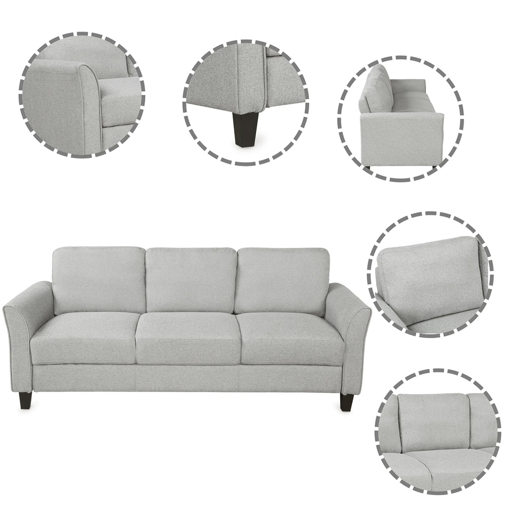 Light Gray Armrest Sofa Loveseat Chair 3-Seat Sofa F522
