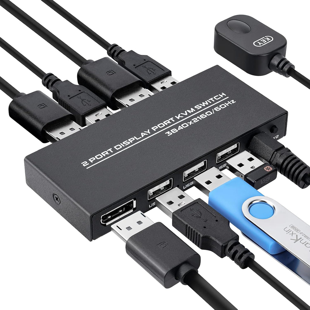 4K@60Hz DP USB KVM Switch with 2 DP Cable and 2 USB Cable I794993