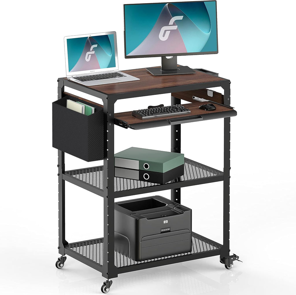Metal Rolling Storage Cart with Adjustable Shelves K83775