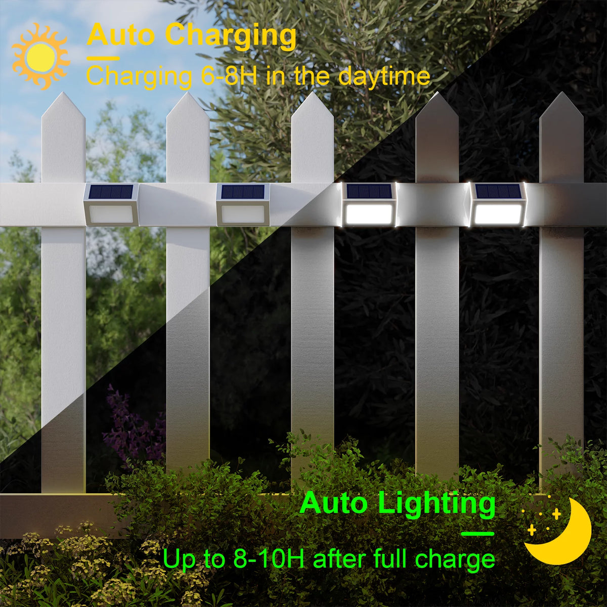 8 Pcs Outdoor Solar Fence Lights Q413