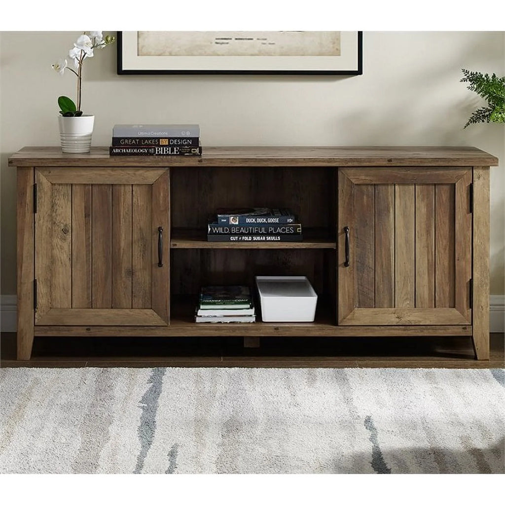 2 Piece Set with 58" TV Stand and Bookcase in Rustic Oak I46432