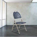 Plastic Stackable Folding Chair Set of 4 Dark Blue Grey Y655