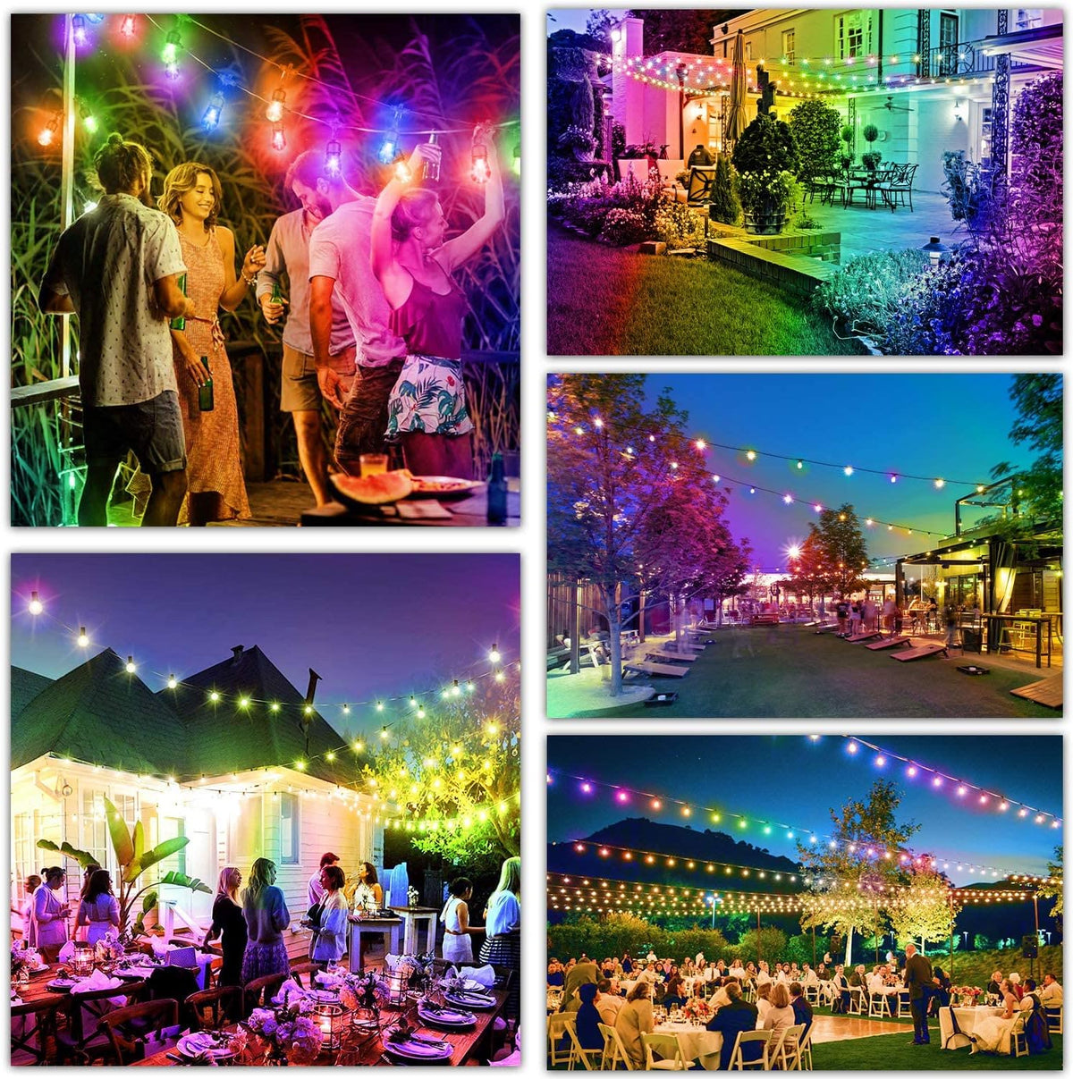 2-Pack 48FT Outdoor RGB String Lights with 30+5 E26 Shatterproof Edison Bulb Dimmable R30538